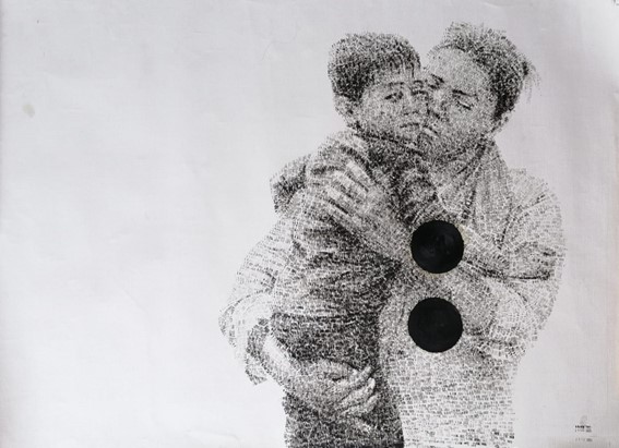 行人协会推介的艺术家弗洛雷斯 Christian Flores 母子 madre con nino 75 x 100 cm